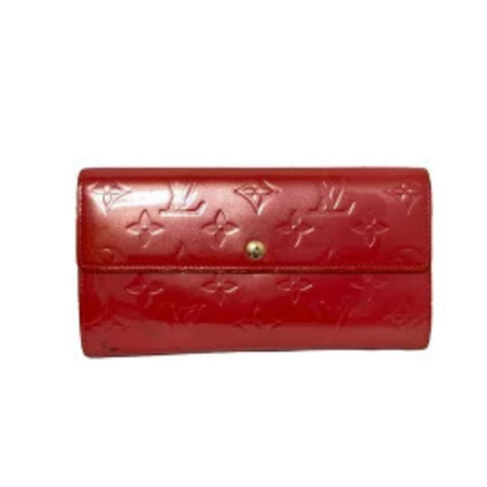 LOUIS VUITTON Pochette Portemonnaie Credit Long Wallet Framboise Leather